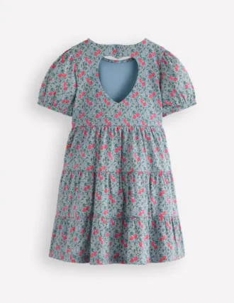 Heart Back Jersey Dress Cherries