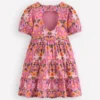 Heart Back Jersey Dress Formica Pink Bird Floral Heart Back Jersey Dress Formica Pink Bird Floral