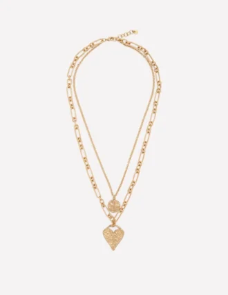 Heart Stamp Layer Necklace Gold Colour