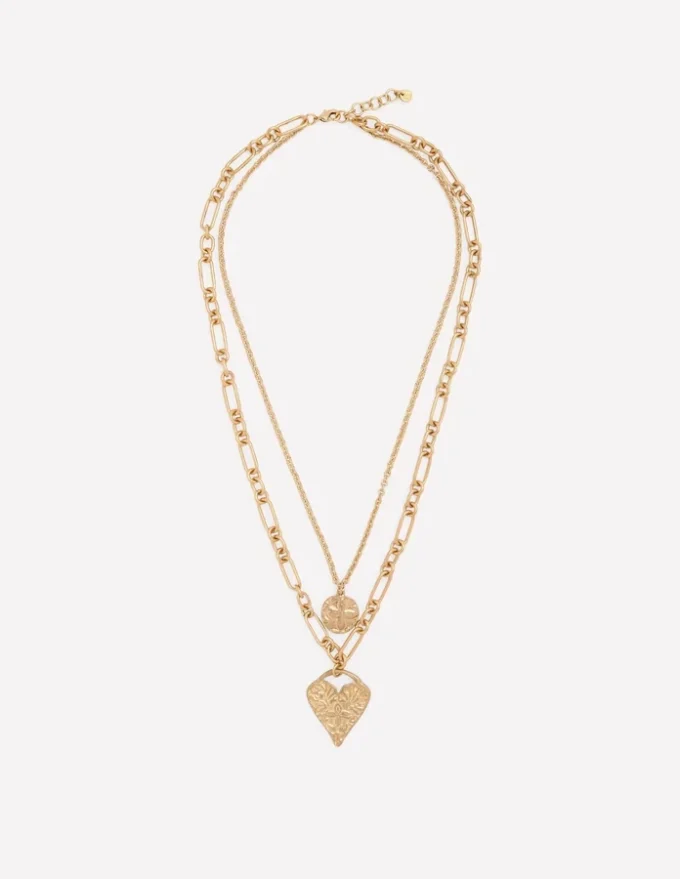 Heart Stamp Layer Necklace Gold Colour Heart Stamp Layer Necklace Gold Colour