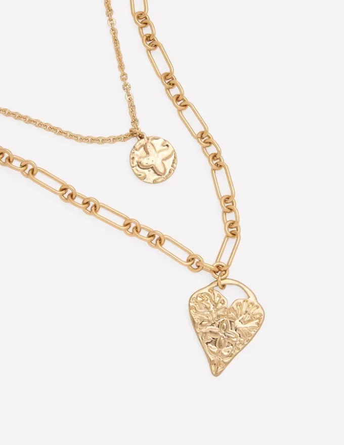 Heart Stamp Layer Necklace Gold Colour Heart Stamp Layer Necklace Gold Colour