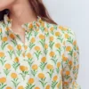Heather Smocked Sleeve Top Marigold, Carnation Stems Heather Smocked Sleeve Top Marigold, Carnation Stems