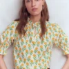 Heather Smocked Sleeve Top Marigold, Carnation Stems Heather Smocked Sleeve Top Marigold, Carnation Stems