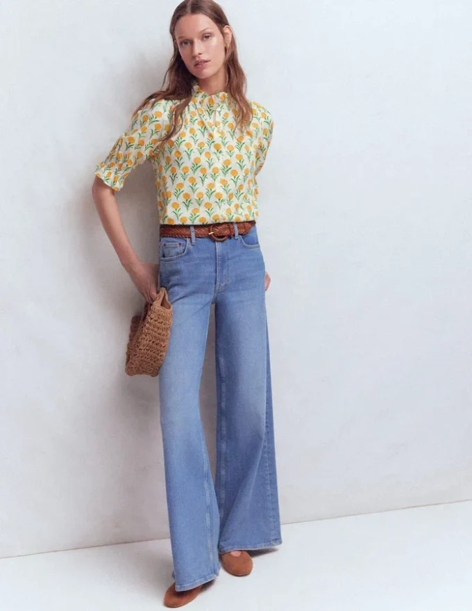 Heather Smocked Sleeve Top Marigold, Carnation Stems Heather Smocked Sleeve Top Marigold, Carnation Stems