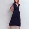 Heidi Ruched Rope Jersey Dress Navy Heidi Ruched Rope Jersey Dress Navy