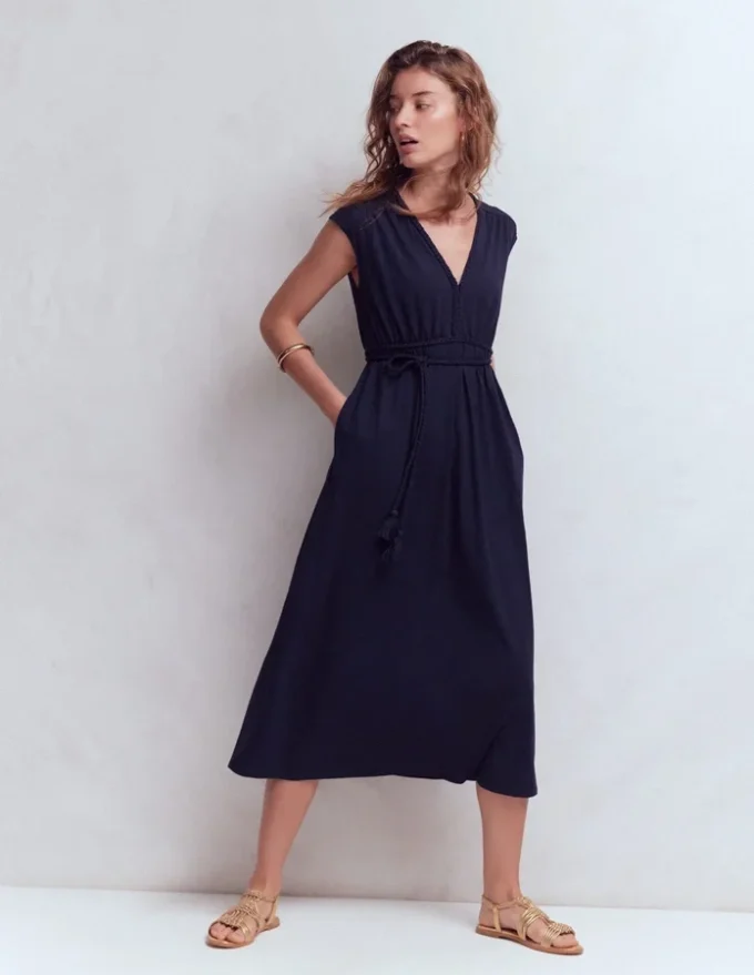 Heidi Ruched Rope Jersey Dress Navy Heidi Ruched Rope Jersey Dress Navy