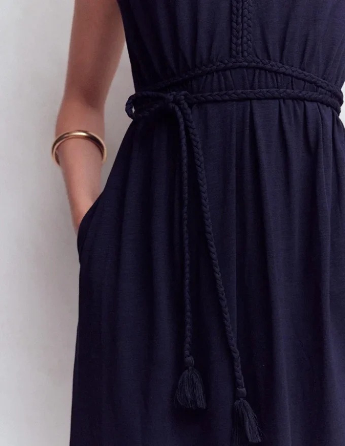 Heidi Ruched Rope Jersey Dress Navy Heidi Ruched Rope Jersey Dress Navy