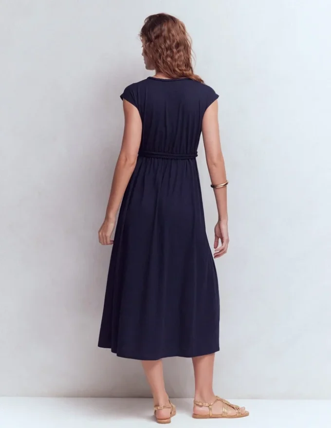 Heidi Ruched Rope Jersey Dress Navy Heidi Ruched Rope Jersey Dress Navy