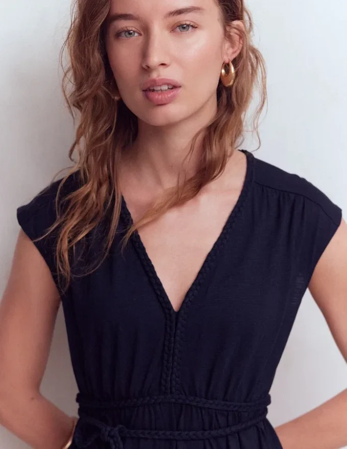 Heidi Ruched Rope Jersey Dress Navy Heidi Ruched Rope Jersey Dress Navy