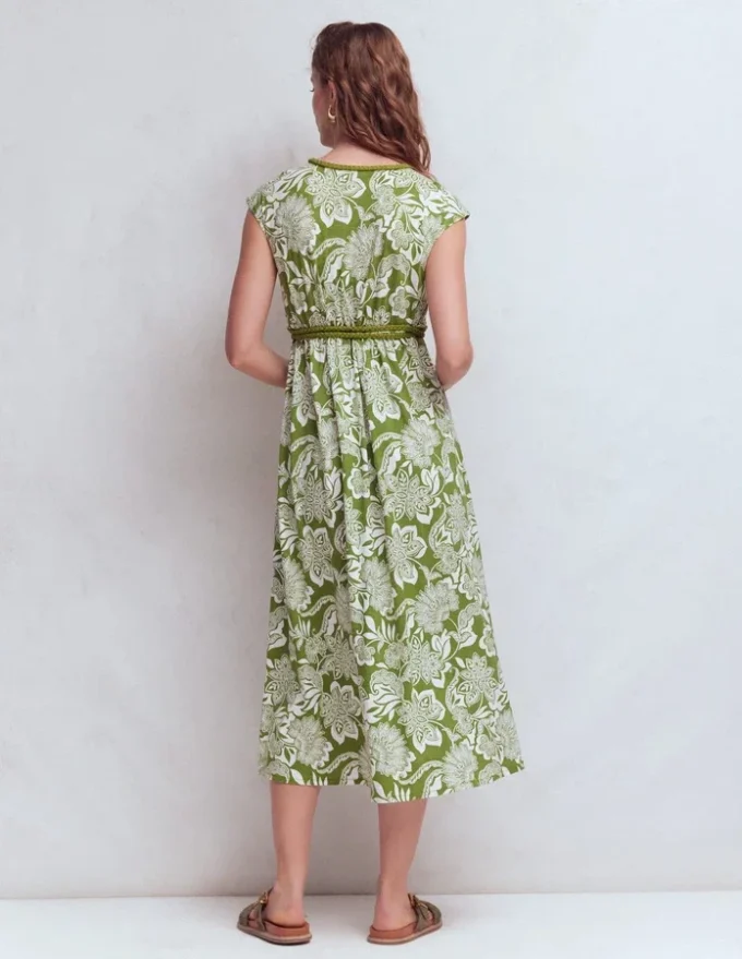 Heidi Ruched Rope Jersey Dress Olive, Elegant Blossom Heidi Ruched Rope Jersey Dress Olive, Elegant Blossom