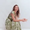 Heidi Ruched Rope Jersey Dress Olive, Elegant Blossom Heidi Ruched Rope Jersey Dress Olive, Elegant Blossom