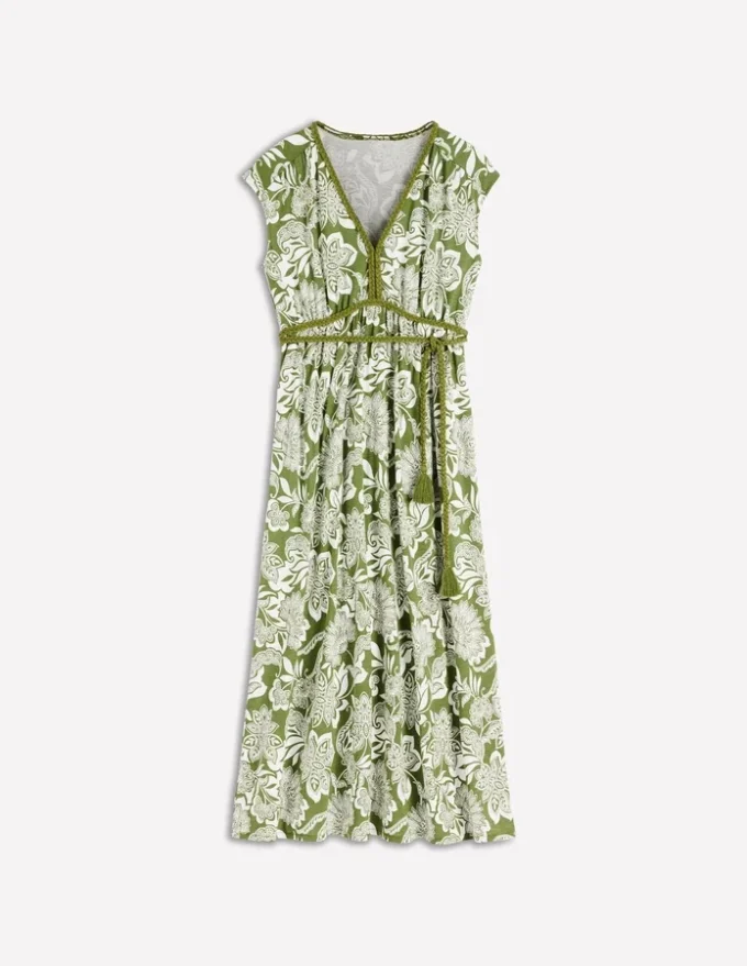 Heidi Ruched Rope Jersey Dress Olive, Elegant Blossom Heidi Ruched Rope Jersey Dress Olive, Elegant Blossom
