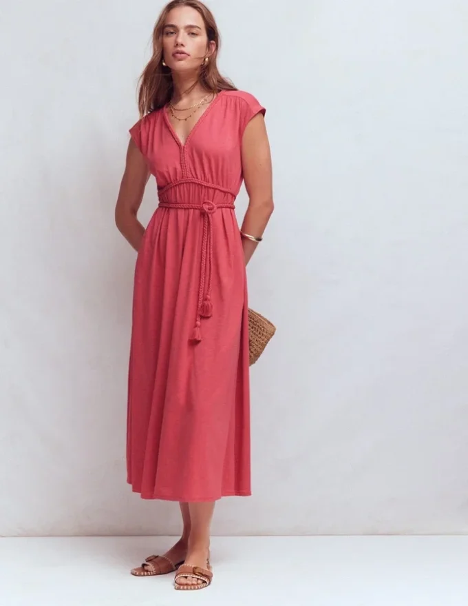 Heidi Ruched Rope Jersey Dress Winter Blush Heidi Ruched Rope Jersey Dress Winter Blush