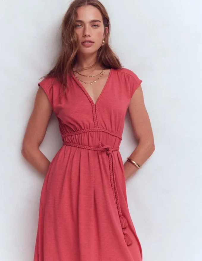 Heidi Ruched Rope Jersey Dress Winter Blush Heidi Ruched Rope Jersey Dress Winter Blush