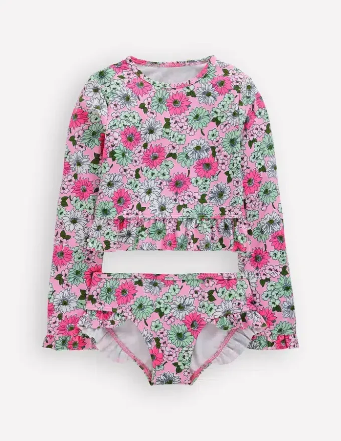 Hem Frill Rash Vest Set Lilac Chiffon Cornflower