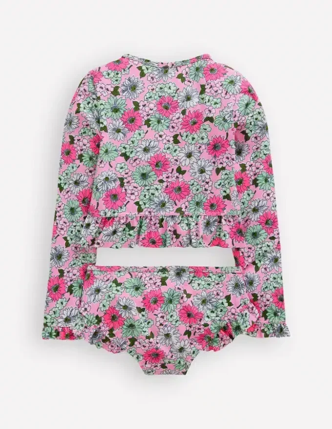 Hem Frill Rash Vest Set Lilac Chiffon Cornflower