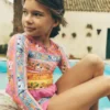 Hem Frill Rash Vest Set Multi Tropical Animals