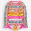 Hem Frill Rash Vest Set Multi Tropical Animals