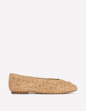 High Cut Ballet Flats Flower Raffia