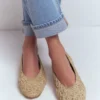 High Cut Ballet Flats Flower Raffia High Cut Ballet Flats Flower Raffia