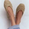 High Cut Ballet Flats Flower Raffia High Cut Ballet Flats Flower Raffia