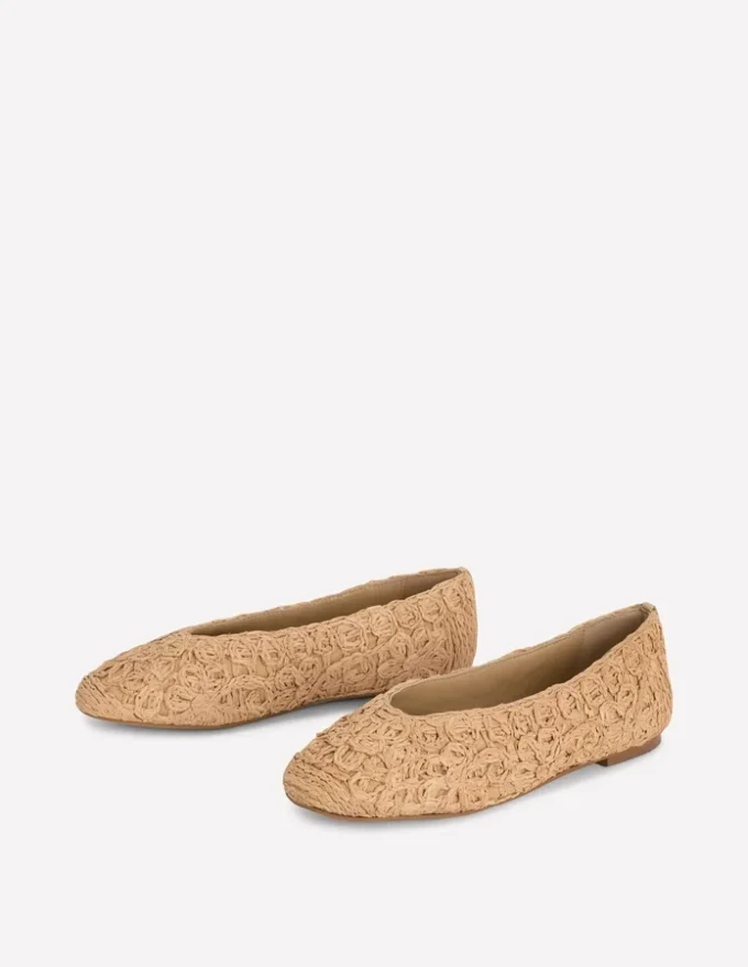 High Cut Ballet Flats Flower Raffia High Cut Ballet Flats Flower Raffia