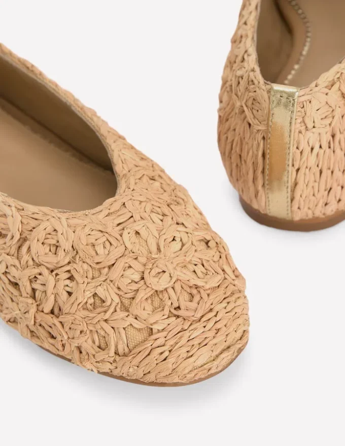 High Cut Ballet Flats Flower Raffia High Cut Ballet Flats Flower Raffia