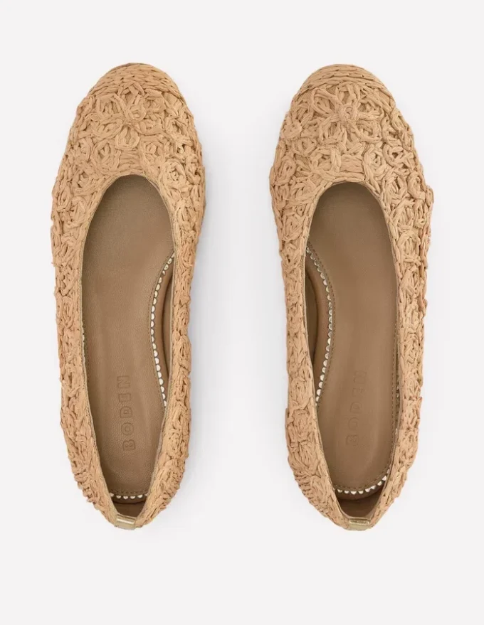 High Cut Ballet Flats Flower Raffia High Cut Ballet Flats Flower Raffia