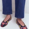 High Cut Ballet Flats Navy/Embroidery High Cut Ballet Flats Navy/Embroidery