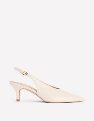 High Cut Slingback Court Ecru