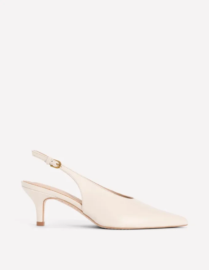 High Cut Slingback Court Ecru High Cut Slingback Court Ecru