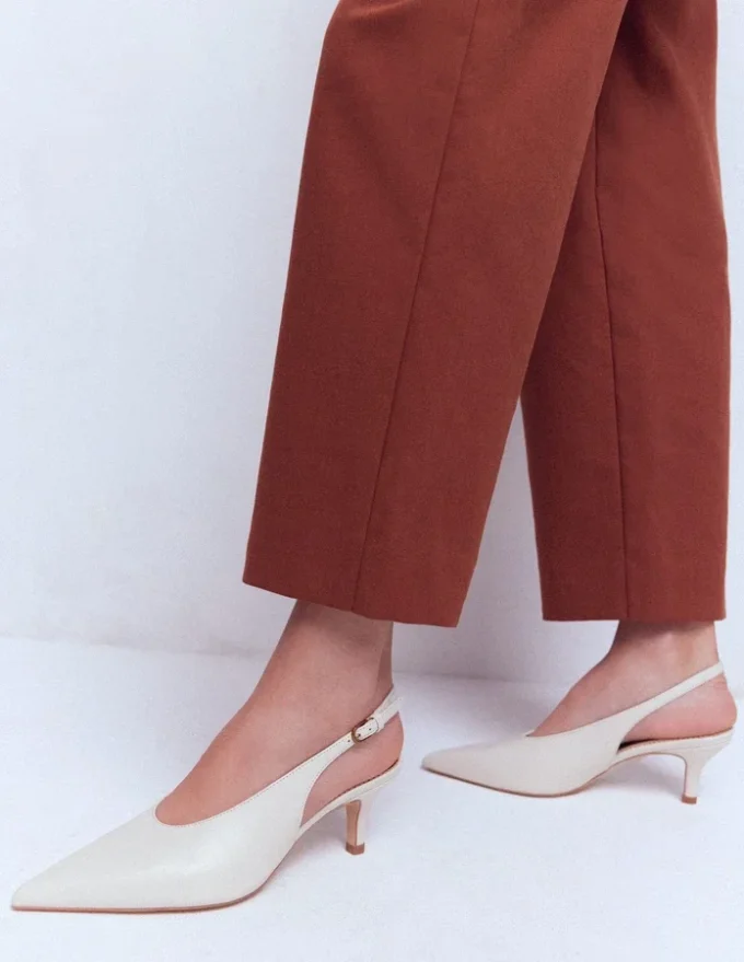 High Cut Slingback Court Ecru High Cut Slingback Court Ecru
