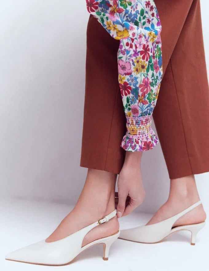 High Cut Slingback Court Ecru High Cut Slingback Court Ecru