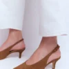 High Cut Slingback Court Tan High Cut Slingback Court Tan