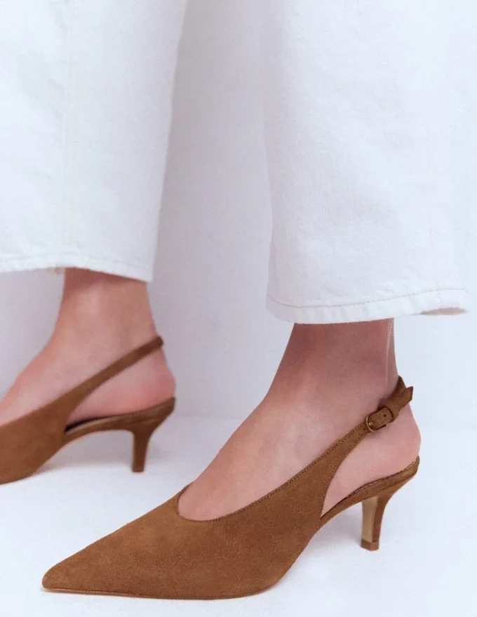 High Cut Slingback Court Tan High Cut Slingback Court Tan