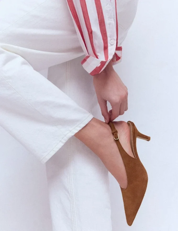 High Cut Slingback Court Tan High Cut Slingback Court Tan