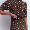 High Neck Belted Dress Raw Umber, Painted Dot High Neck Belted Dress Raw Umber, Painted Dot