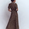 High Neck Belted Dress Raw Umber, Painted Dot High Neck Belted Dress Raw Umber, Painted Dot
