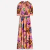 High Neck Blouson Sleeve Dress Multi Opulent Blossom High Neck Blouson Sleeve Dress Multi Opulent Blossom