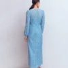 High Neck Lace Dress Blue High Neck Lace Dress Blue