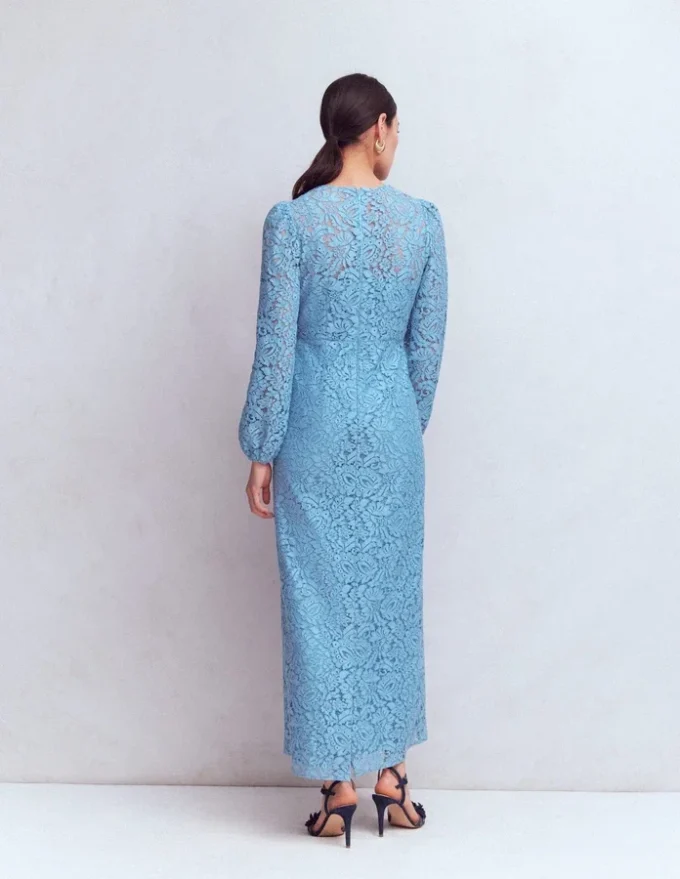 High Neck Lace Dress Blue High Neck Lace Dress Blue