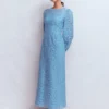 High Neck Lace Dress Blue High Neck Lace Dress Blue