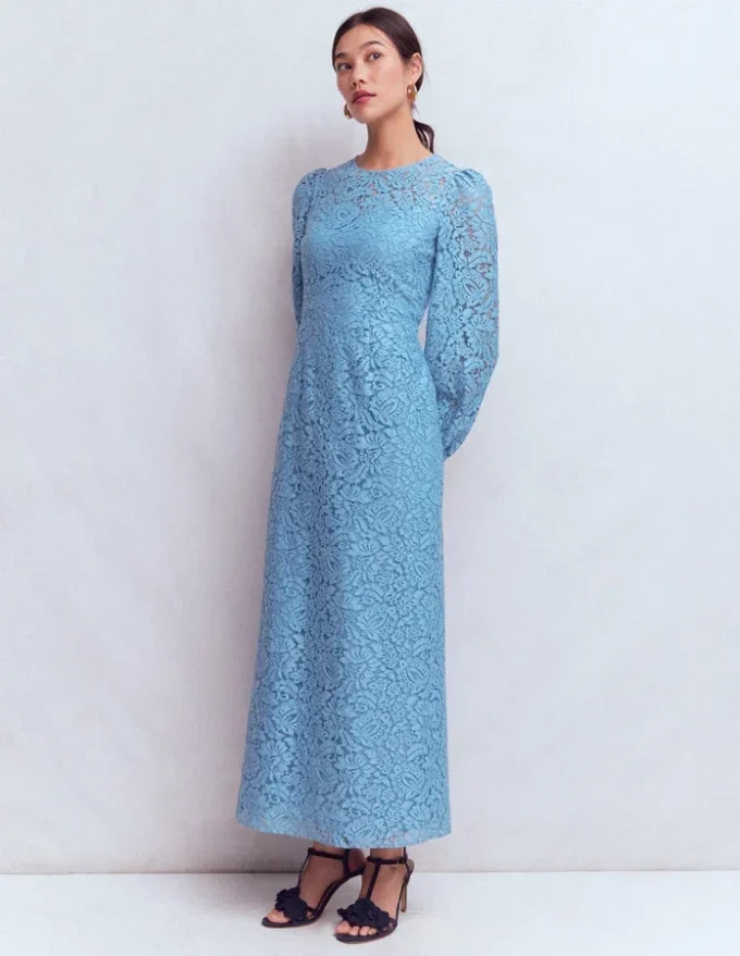 High Neck Lace Dress Blue High Neck Lace Dress Blue