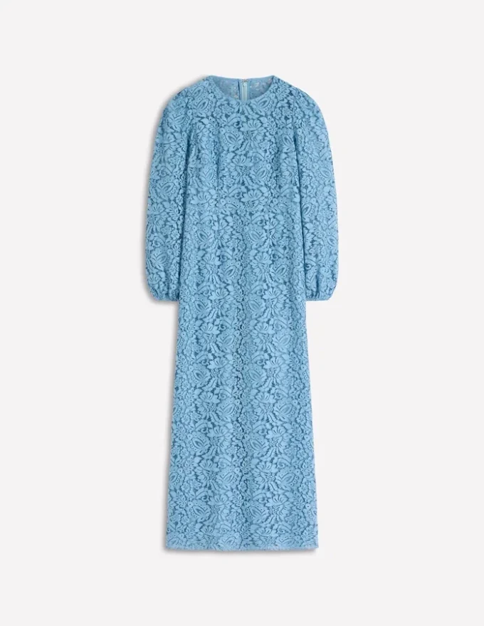 High Neck Lace Dress Blue High Neck Lace Dress Blue