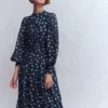 High Neck Occasion Dress French Navy, Painted Dot High Neck Occasion Dress French Navy, Painted Dot