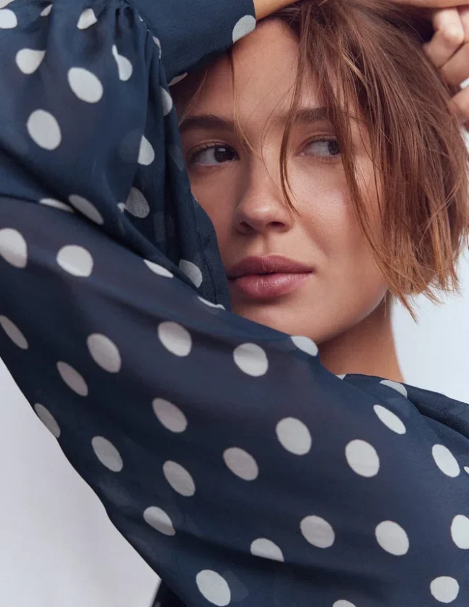 High Neck Occasion Dress French Navy, Painted Dot High Neck Occasion Dress French Navy, Painted Dot
