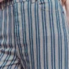 High Rise Column Leg Jeans Blue Stripe