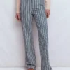 High Rise Column Leg Jeans Blue Stripe