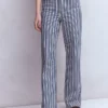 High Rise Column Leg Jeans Blue Stripe