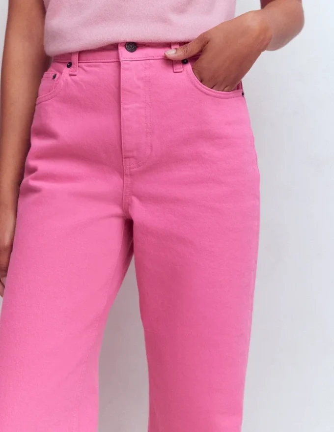 High Rise Column Leg Jeans Bright Pink High Rise Column Leg Jeans Bright Pink